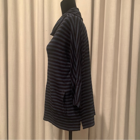 🏷️ Talbots Petites Cowl Neck Dolman Striped Kangaroo Pocket Top MP - Picture 3 of 6